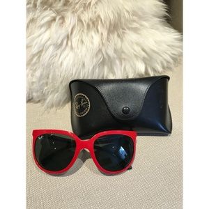 Oversized Red Ray-Ban Sunglasses